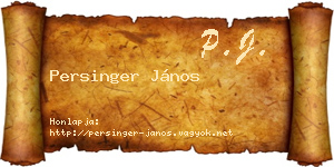 Persinger János névjegykártya